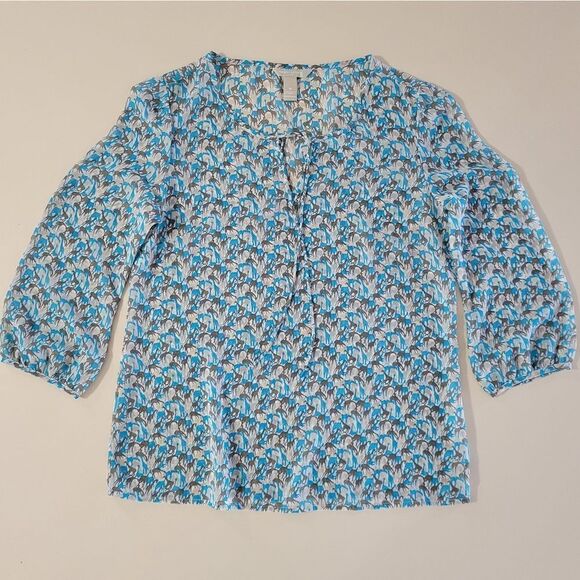 Banana Republic Women's Lightweight Mckenzie Giraffe Print Pullover Blouse - Picture 1 of 11